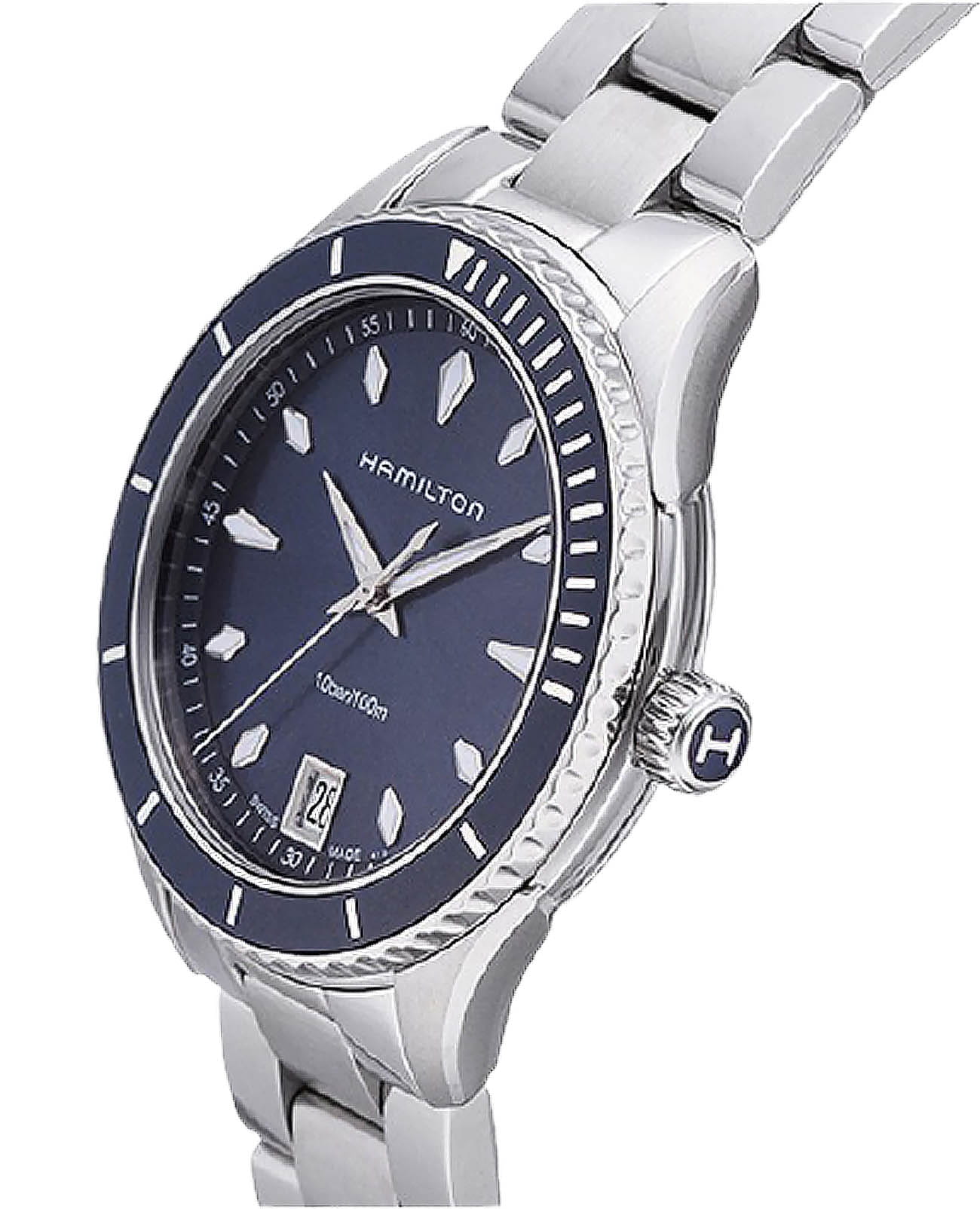 Hamilton Hamilton Jazzmaster Seaview Quartz H37451141, jazzmaster швейцария женские часы на браслете нержавеющая сталь боковой вид